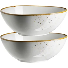 Mäser Schüssel oval 22 x 19 cm, Weiss mit braunem Rand 2er Set, Pintar, Brauner Rand, 594015