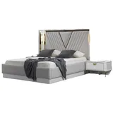 JVmoebel Schlafzimmer-Set Schlafzimmer Set Bett 2x Nachttisch Design Modern Luxus Komplettes, (4-tlg), Made in Europa weiß