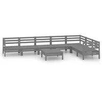 vidaXL 8-tlg Garten-Lounge-Set Massivholz Kiefer Grau