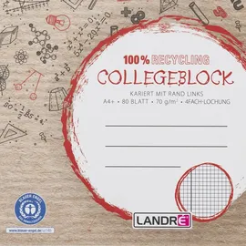 Landré LANDRÉ® Collegeblock Recycling kariert DIN A4 Innenrand, 1 St.