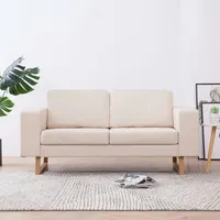 VidaXL 2-Sitzer-Sofa Stoff Cremeweiß