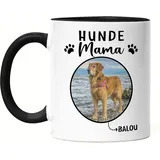 Kiddle-Design Hundemama Tasse Schwarz Personalisiert Foto Geschenk Hundebesitzer Hundeliebhaber Hundehalter Frau Dog Mom Hundefreund Haustier Fototasse