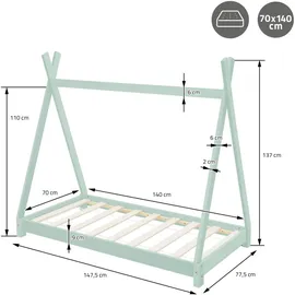 ML-Design Kinderbett Tipi 70 x 140 cm Kiefer mint
