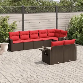 vidaXL Gartensofa-Set mit Kissen, braun, Polyrattan