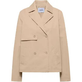 Cecil CECIL, Damen, Gr. XL (44), beige (crispy camel), Web, Obermaterial: 100% Baumwolle. Futter: 100% Polyester, unifarben, lässig geschnitten hüftlang, V-Ausschnitt, Jacken Outdoorjacke, mit Reverskragen