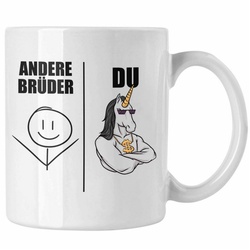 Trendation Tasse Trendation – Bruder Geschenk Tasse Spruch Bester Bruder Geschenkidee von Schwester für Brüder weiß