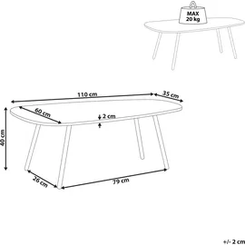 Beliani Couchtisch Biddle Weißer Marmor