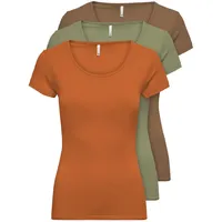 Only 3er Pack Damen T-Shirt 15209153 Farb Mix 8-S