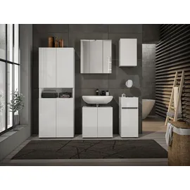 WELLTIME Waschbeckenschrank WELLTIME "MISTER, WBU, Bad-Unterschrank, 60 cm breit, 2 Türen, 2 Fächer", weiß, B:60cm H:62cm T:34cm, FSC-zertifizierter Holzwerkstoff, Schränke, Waschbeckenunterschrank, Badmöbel, Hochglanz lackiert, Made in Italy, mit Siphonausschnitt