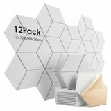 HyAdierTech 12er Pack selbstklebende Akustikpaneele, Schalldämmung Schaumstoffplatten mit hoher Dichte, Y-Linien Design, schwer entflammbar, Geräuschabsorption und Nachhallreduzierung -Weiß
