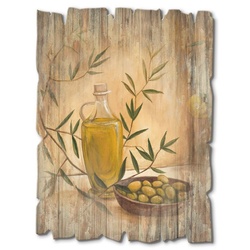 Artland Holzbild Oliven und Zitronen, Arrangements (1 Stück) beige