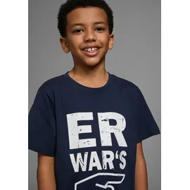 Kidsworld T-Shirt "Sprücheshirt: ER WAR`S", Jungen, Gr. 128/134, blau (marine), Jersey, Obermaterial: 100% Baumwolle, bedruckt, Basic, Basic, Rundhals, Shirts T-Shirt, Immer einen coolen Spruch parat. Sprücheshirt