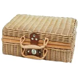 YILWPV Picknickkorb Picknick-Korb, handgefertigt, Korbgeflecht, Picknick-Aufbewahrungskorb, for Reisen, Camping, Lebensmittel, Snack-Behälter, Picknick-Korb FüR Familien, Camping(L-33x26x16cm)