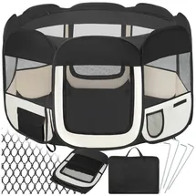 Tectake Welpenauslauf faltbar 115 x 115 x 64 cm Schwarz