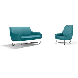 Egoitaliano Polstergarnitur Namy, Designobjekt mit hohem Sitzkomfort und toller Detailverarbeitung, Set aus 2-Sitzer und Sessel, edles Metallgestell grün