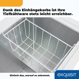 Exquisit Gefriertruhe, Kombigerät, 2-in-1, 99 Liter, Tiefkühltruhe, Kühlen, 4-Sterne-Gefrieren, Gefriertruhe klein, Toplader, Gefrierkorb, GT100-050E weiss
