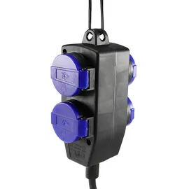 ChiliTec 4-fach IP44, mit Aufhänger, 5m Kabel Schutzkontakt-Steckdosen