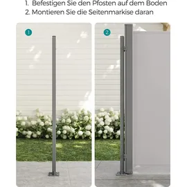Songmics Seitenmarkise 152 x 11,5 cm grau Stahl
