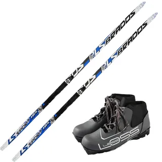 Skiwax Europe Langlaufski-Set für Herren und Damen: Langlauf-Ski + NNN-Bindung + NNN-Schuhe - Länge: 195cm
