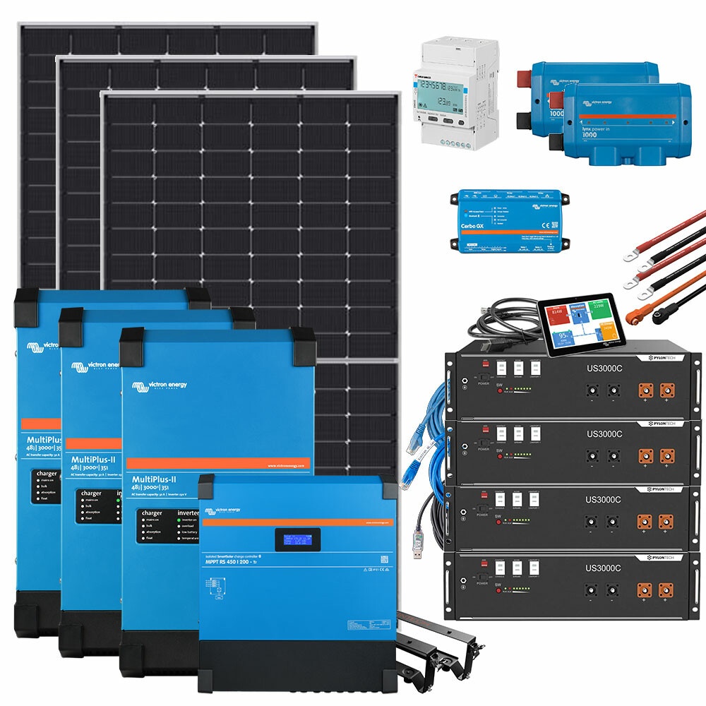 HUSATECH SunnyHome L - 3 Phasen mit Victron MultiPlus II 48/3000/35-32 + MPPT 450/200 + 11250Wp + 14,2 kWh Pylontech US3000C Speicher