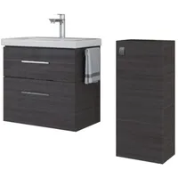 Planetmöbel Badmöbel-Set 63cm mit Midischrank Anthrazit