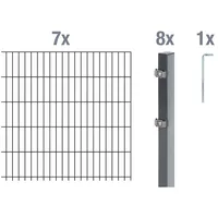 GAH Alberts Doppelstabmattenzaun Set 2 Matten 1,6 x 14 m anthrazit