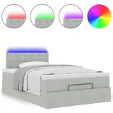 vidaXL Ottoman-Bett mit Matratze & LEDs Hellgrau 120x200 cm Samt