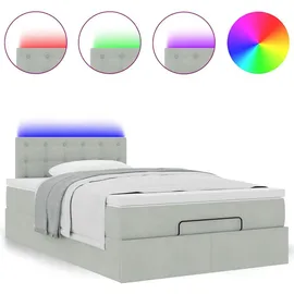 vidaXL Ottoman-Bett mit Matratze & LEDs Hellgrau 120x200 cm Samt