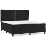 vidaXL Boxspringbett mit Matratze Schwarz 180x200 cm Samt
