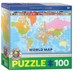 EUROGRAPHICS Puzzle Eurographics 6100-1271 Weltkarte 100 Teile Puzzle, Puzzleteile bunt