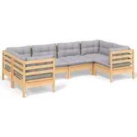 vidaXL Garten-Lounge-Set 6-tlg. grau Kiefernholz