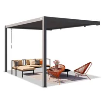 primeyard Terrassenüberdachung 3x4 m Aluminium-pfosten mit Lamellendach aus Stahl anthrazitfarbene Anbaupergola