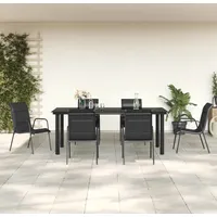 VidaXL 7-tlg. Garten-Essgruppe Schwarz Stahl und Textilene