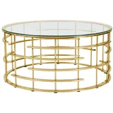 dynamic24 Couchtisch Ø 80 cm gold Glastisch Beistelltisch Sofatisch Wohnzimmertisch