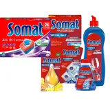 SOMAT Tabs 26 AW all in 1 Extra, Geschirrspül Tabs für Sauberkeit, bekämpft eingetrocknete Rückstände + Klarspüler + Intensiv-Maschinenreiniger + Spezial-Salz + Deo Perls + Maschinenreiniger