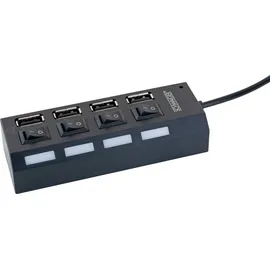 Schwaiger UH4013 4 Port USB Hub 4-Fach 2.0A HighSpeed 480 Mbit/s Steckerleiste LED Anzeige einzeln schaltbar