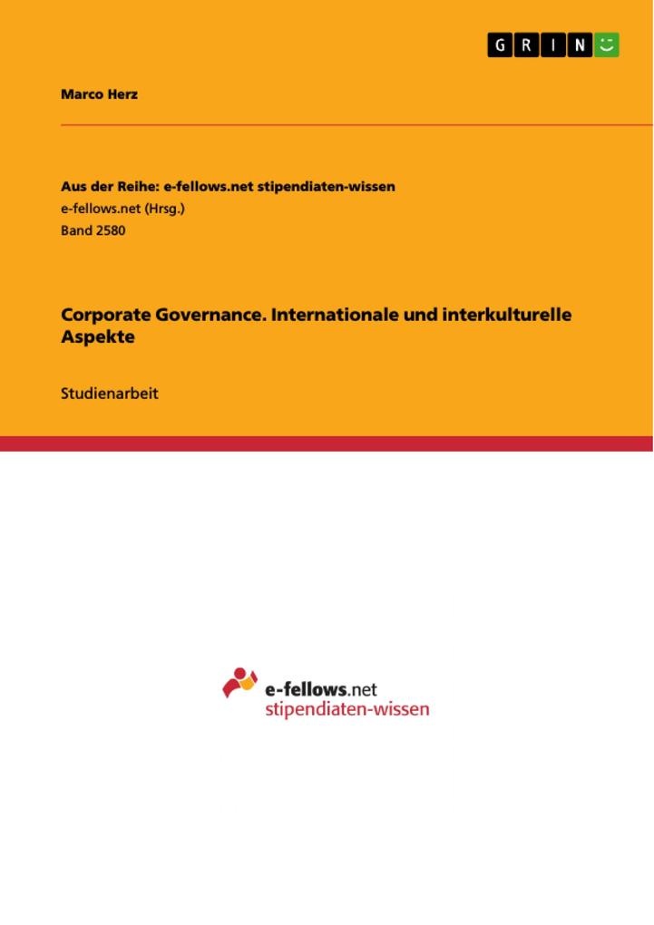 Corporate Governance. Internationale und interkulturelle Aspekte: eBook von Marco Herz