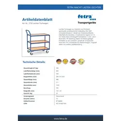FETRA Tischwagen 2750 brillantblau 2750 Ladefläche 850x500mm