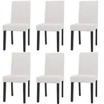 Mendler 6er-Set Esszimmerstuhl Littau, Stuhl Küchenstuhl Hochlehner, Stoff/Textil Cord Holz ~ creme, dunkle Beine