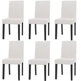 Mendler 6er-Set Esszimmerstuhl Littau, Stuhl Küchenstuhl Hochlehner, Stoff/Textil Cord Holz ~ creme, dunkle Beine