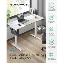 Songmics elektrisch höhenverstellbarer Schreibtisch weiß rechteckig, C-Fuß-Gestell weiß 140,0 x 60,0 cm