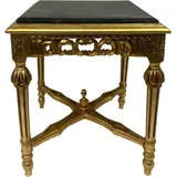 Casa Padrino Barock Beistelltisch Gold/Schwarz - Quadratischer Antik Stil Massivholz Tisch mit Marmorplatte - Wohnzimmer Möbel im Barockstil - Antik Stil Möbel - Barock Möbel