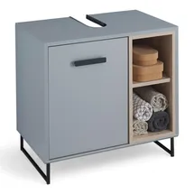 Stella Trading Waschbeckenunterschrank 1 Tür 65 x 60,5 x 38 cm Grau / Eiche Sonoma