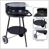 BBQ Rundgrill Ø 42 cm Mit Ständer 3 Beinen Mit 4 Höhen Rädern Schwarz
