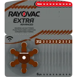 Rayovac 60x Rayovac Hörgerätebatterie 312 Zinc Air Extra Advanced 10x 6 Blister