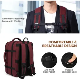 luxuskollektion Rucksack Handgepäck Flugzeug 15,6 Zoll Rotwein