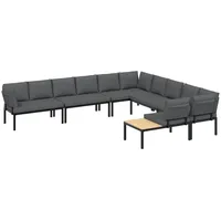 vidaXL 6-tlg. Garten-Sofagarnitur mit Kissen Schwarz Aluminium