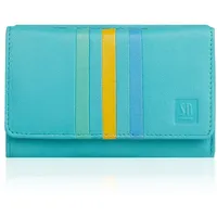 Damen-Geldbörse aus Leder, blau mit gelben Details