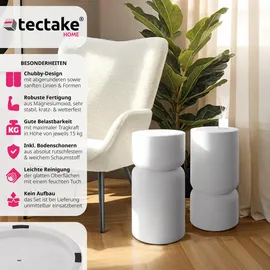 Tectake tectake® 2er Set Beistelltisch Amine, Chubby-Design, wetterfest, 28 x 54,5 cm
