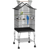FIVMEN Vogelkäfig Wellensittich Käfig Groß Vogelvoliere Papageienkäfig Wellensittichkäfig mit Futternapf und Holzstangen Vogelbauer Vogelhaus für Kanarien Nymphensittiche Fink, 55x55x145 cm